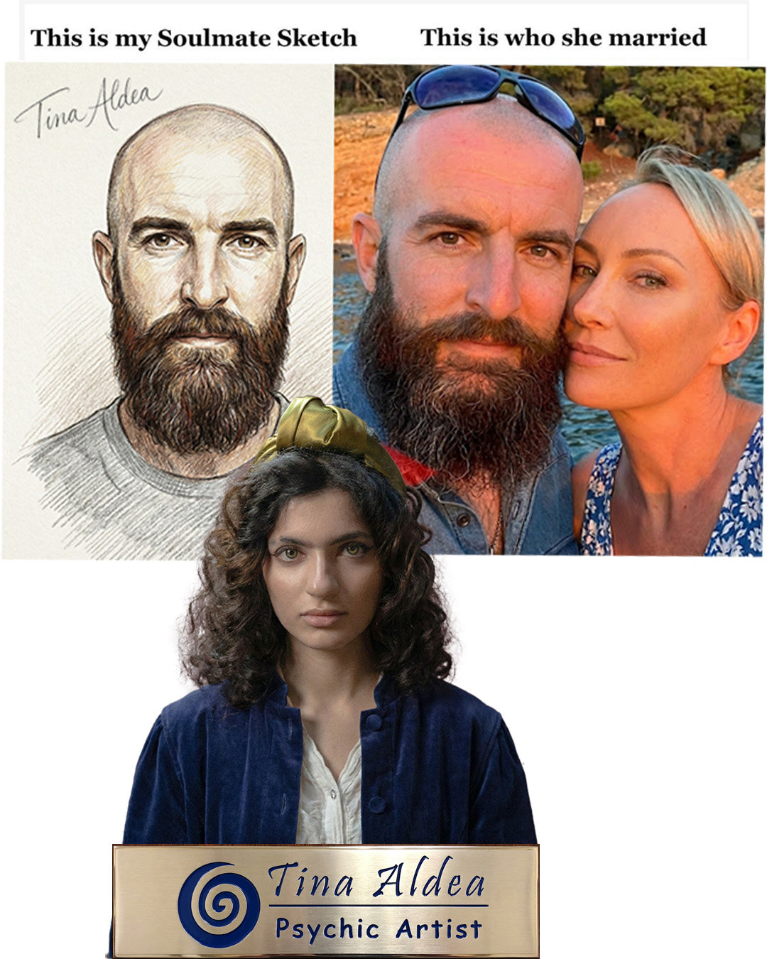 Soulmate sketch compared with the man she married