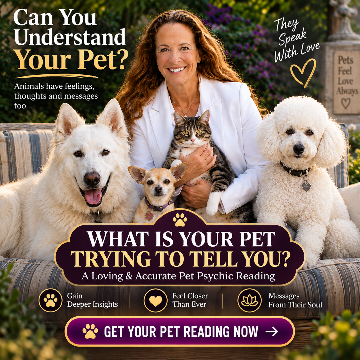 What your pet wants you to know — pet psychic reading for living or passed pets